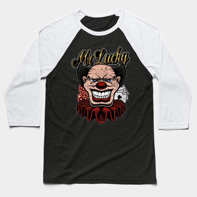 Mr. Lucky, Casino Gambler Baseball T-Shirt by RockabillyM